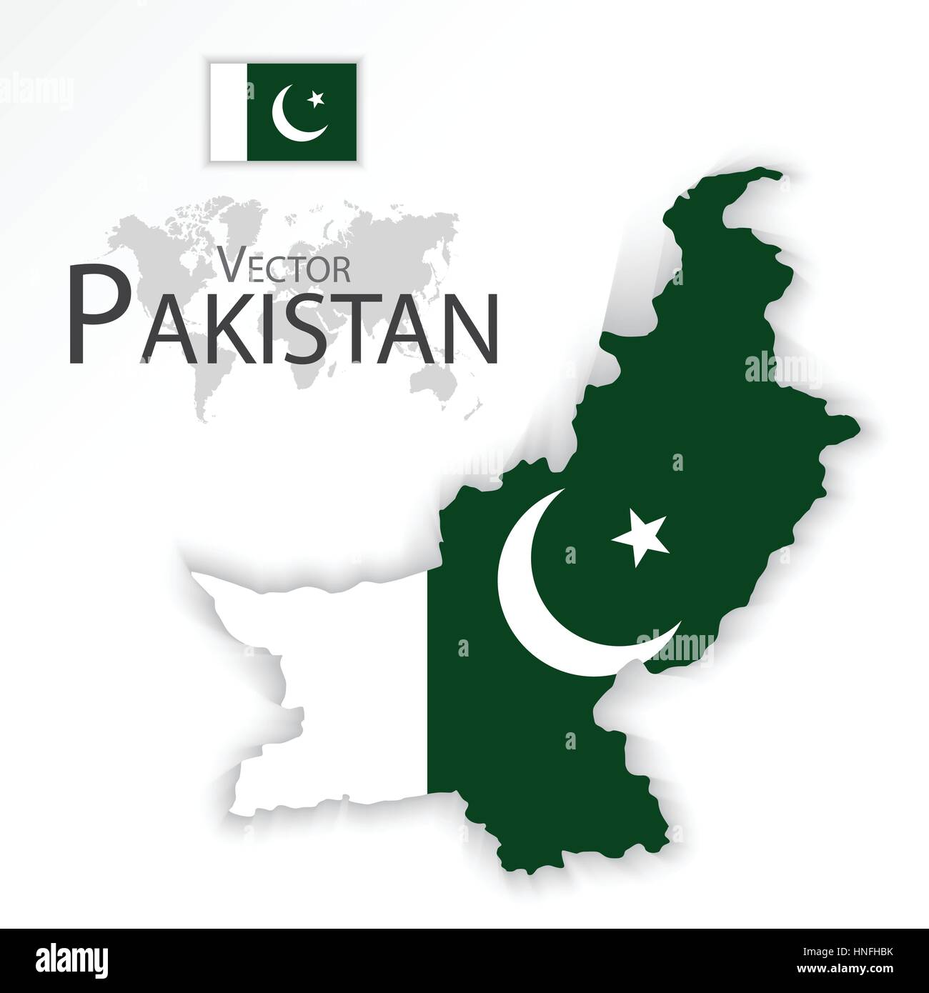 Il pakistan ( Repubblica islamica del Pakistan ) ( bandiera e mappa ) ( trasporto e turismo concept ) Illustrazione Vettoriale