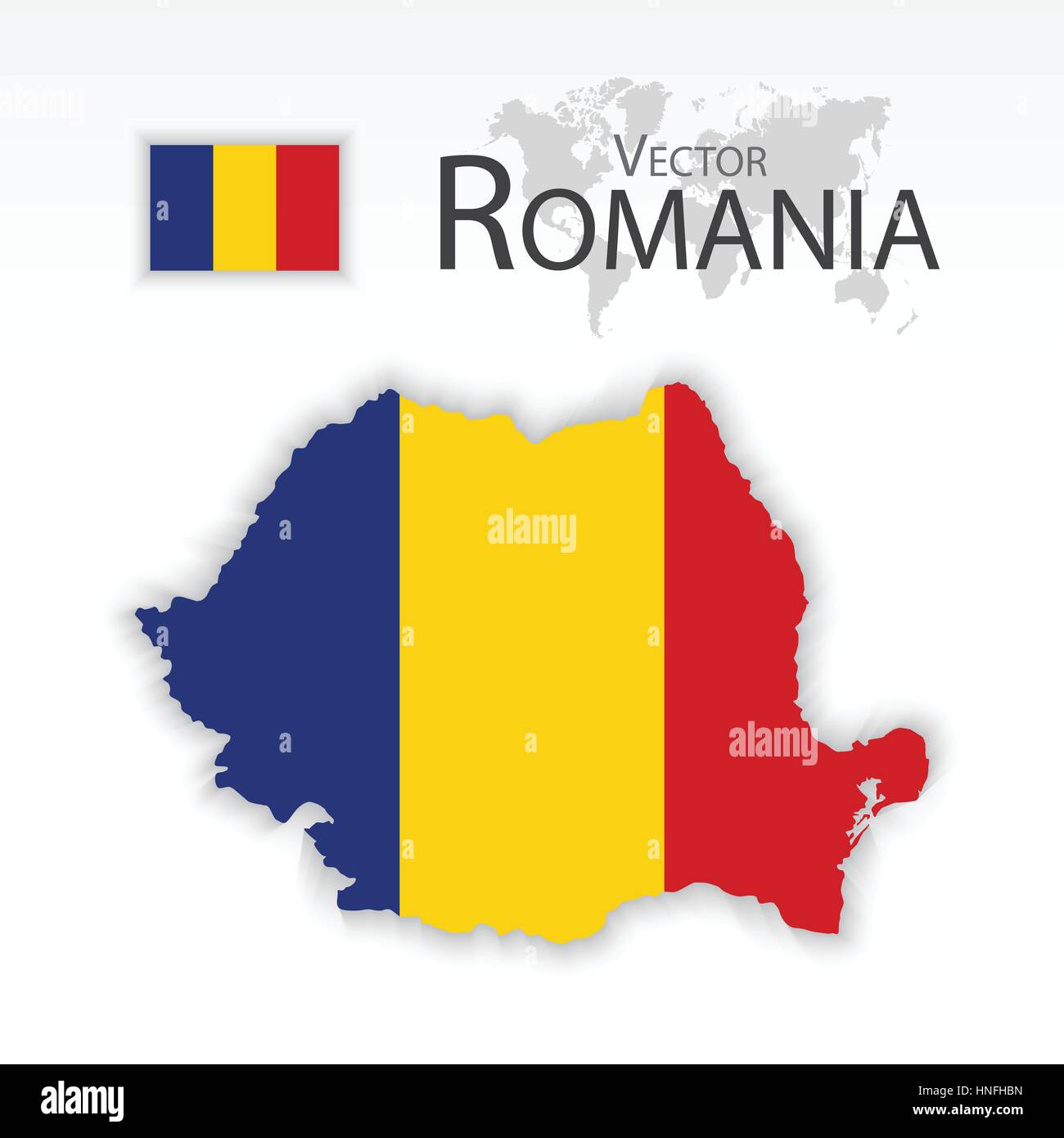 La Romania (Repubblica di Romania) ( bandiera e mappa ) ( trasporto e turismo concept ) Illustrazione Vettoriale