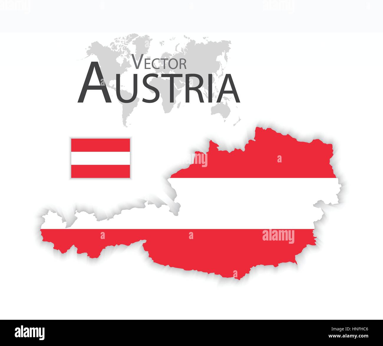 Austria ( Repubblica di Austria ) ( bandiera e mappa ) ( trasporto e turismo concept ) Illustrazione Vettoriale