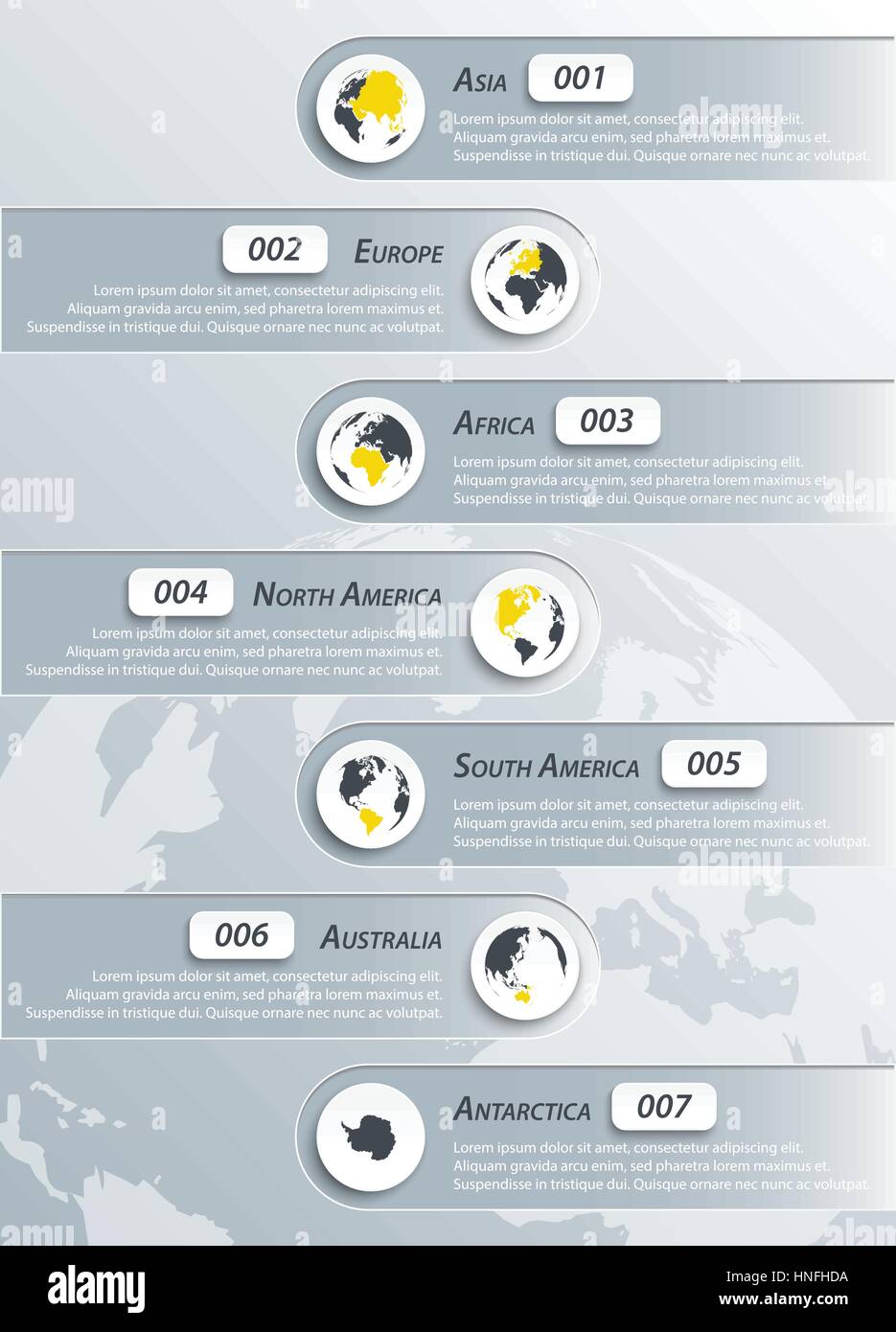 Continenti ed infografico ( Asia , Europa , Africa , America del nord , sud america , Australia , antartide ) Illustrazione Vettoriale