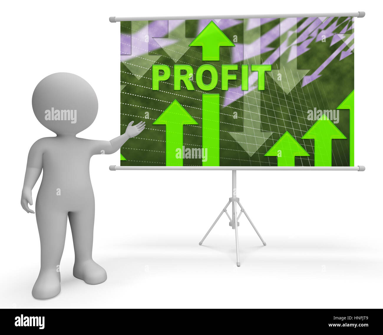Il profitto di carattere grafico che mostra la crescita a guadagnare e reddito 3d illustrazione Foto Stock