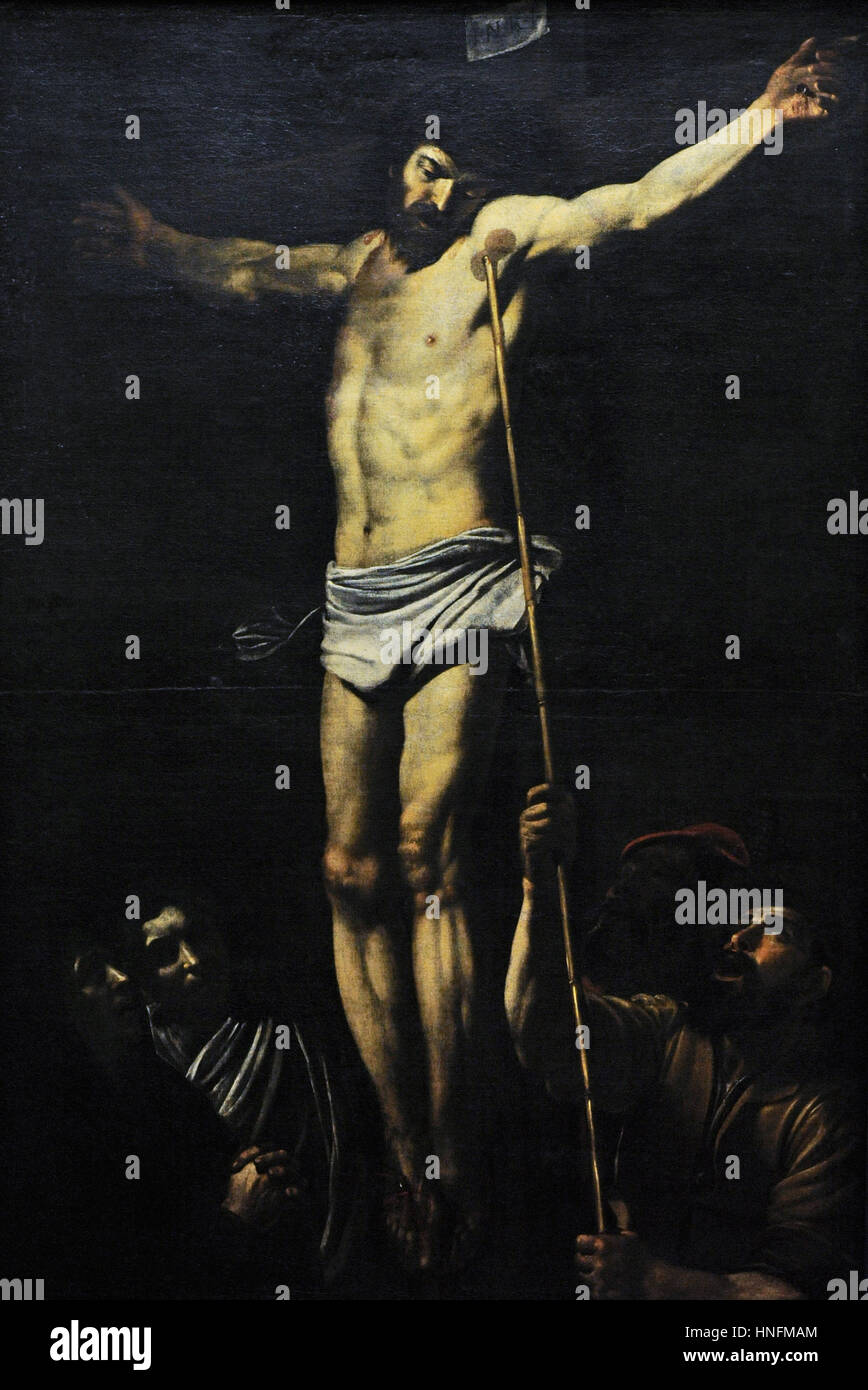 Giovanni Battista Caracciolo (1578-1635). Artista italiano. Barocco. Crocifissione, 1610. Museo di Capodimonte. Napoli. L'Italia. Foto Stock