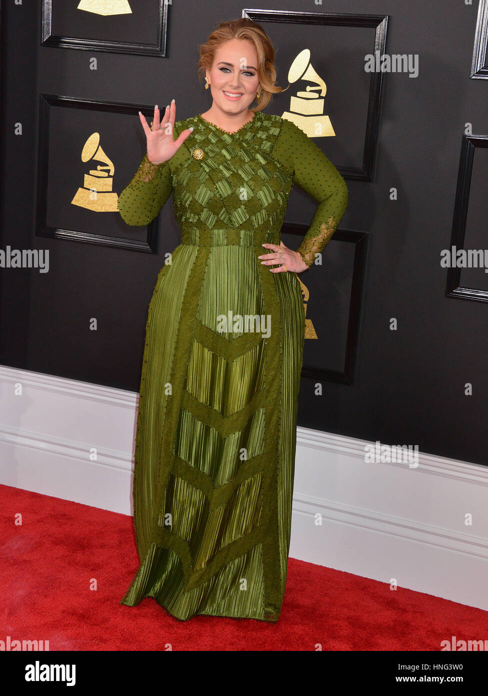 Adele 069 arrivando a 59th Annual Grammy Awards 2017 a Staples Center di Los Angeles. Febbraio 12, 2017. Foto Stock