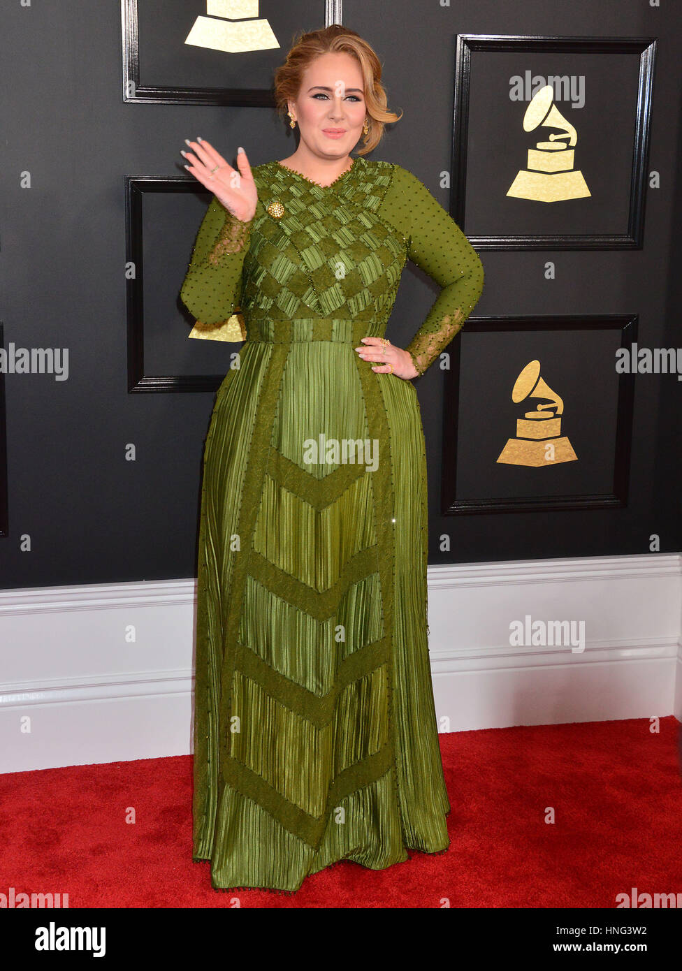 Adele 071 arrivando a 59th Annual Grammy Awards 2017 a Staples Center di Los Angeles. Febbraio 12, 2017. Foto Stock