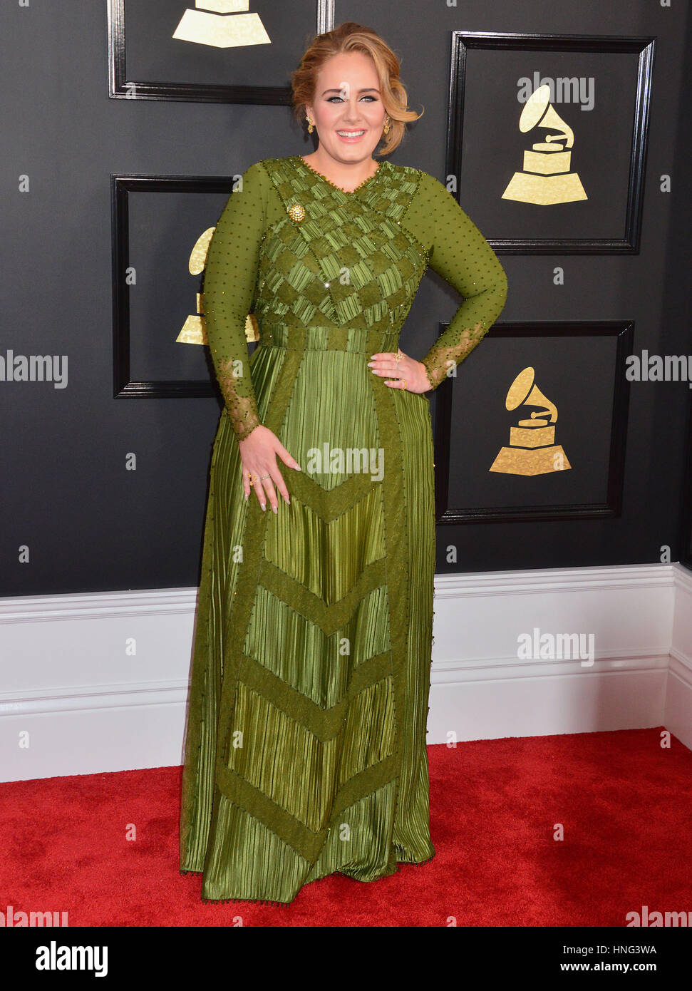 Adele 076 arrivando a 59th Annual Grammy Awards 2017 a Staples Center di Los Angeles. Febbraio 12, 2017. Foto Stock