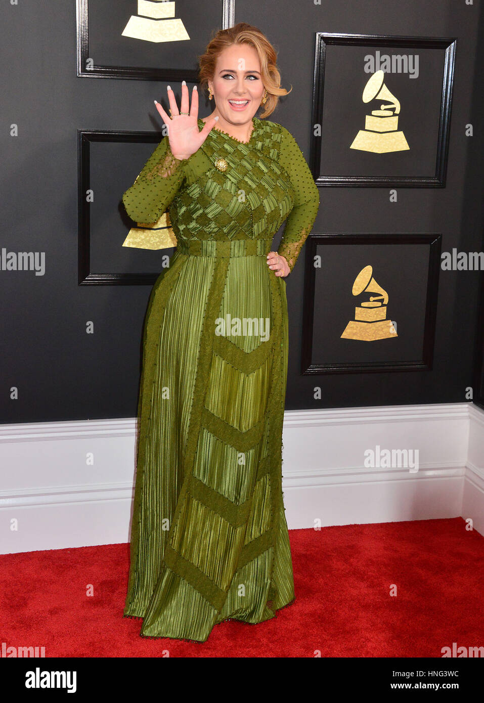 Adele 078 arrivando a 59th Annual Grammy Awards 2017 a Staples Center di Los Angeles. Febbraio 12, 2017. Foto Stock
