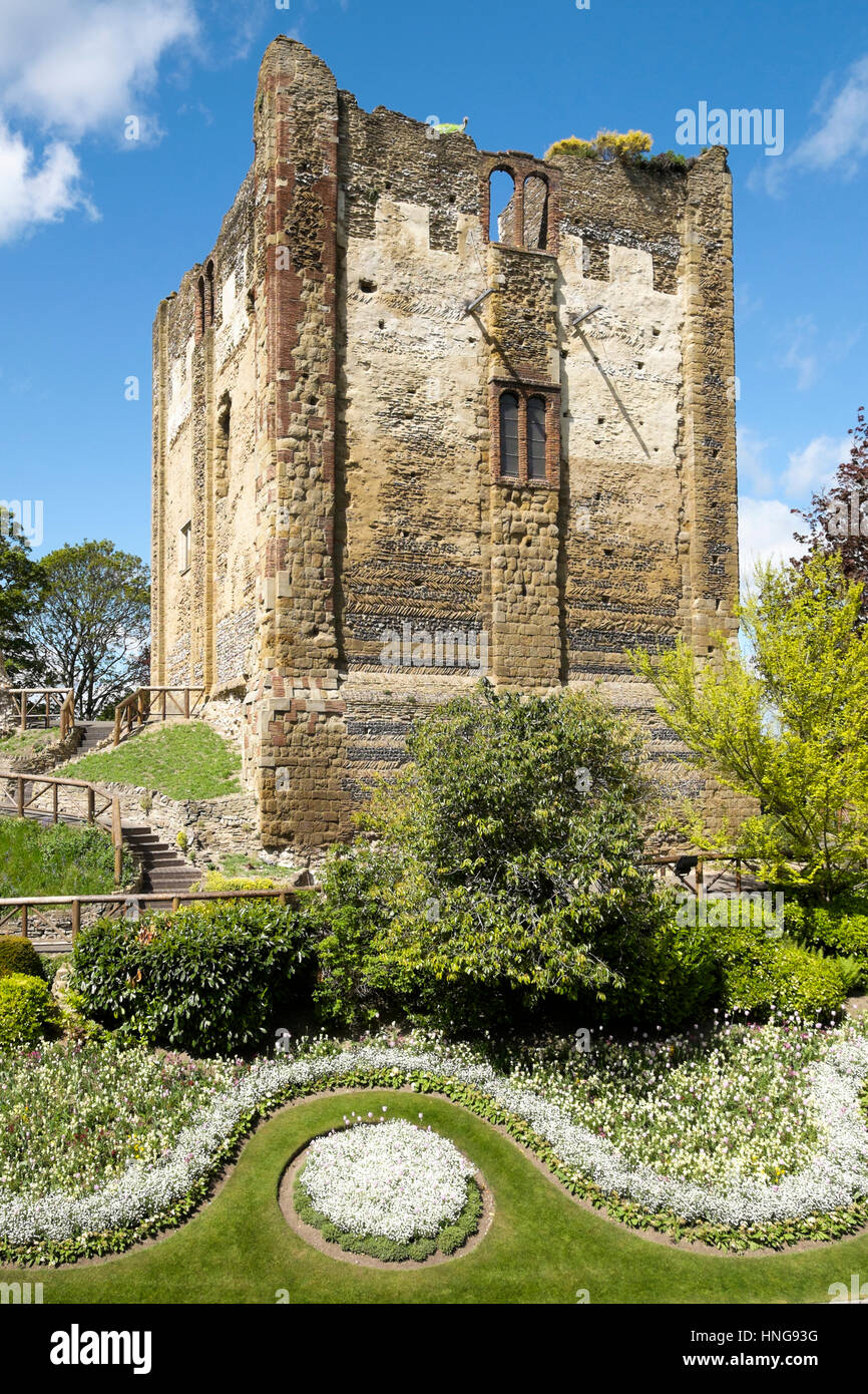 Parco del Castello e la grande torre, Guildford, Surrey, Regno Unito Foto Stock