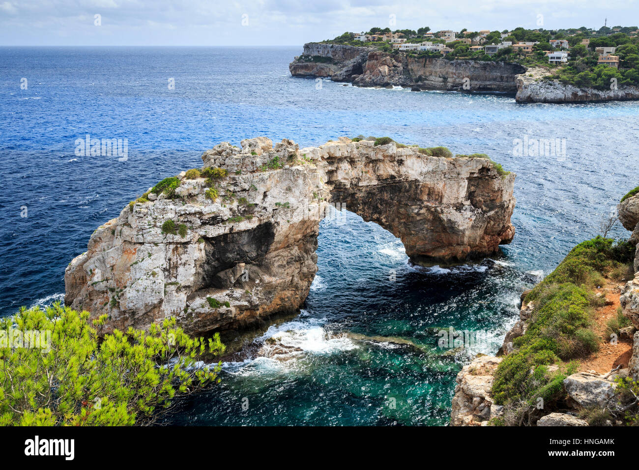 Es Pontas Arco Naturale, Cala Santanyi, Mallorca Foto Stock