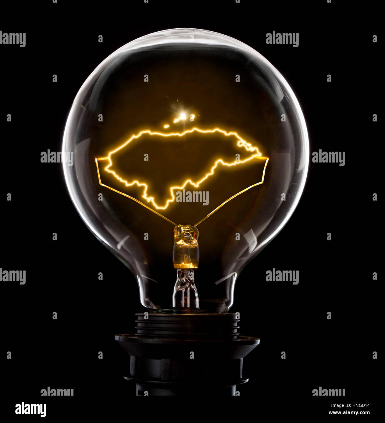 Puliti e brillanti lampadina con Honduras come un filo incandescente.(serie) Foto Stock