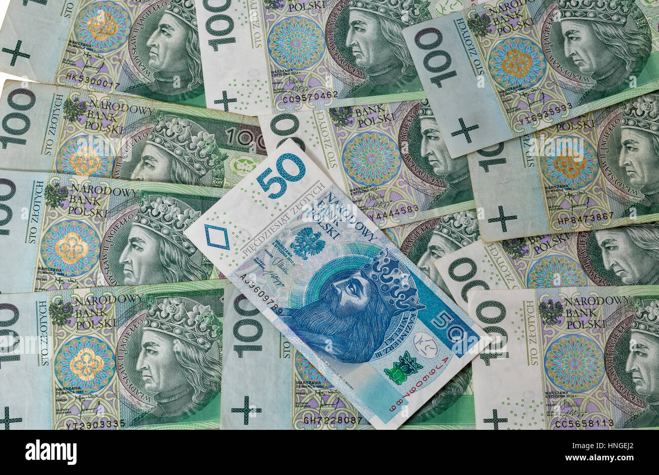 Zloty polacco banconote closeup sfondo Foto Stock