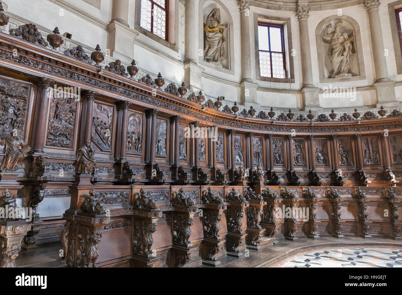 Sacrestia della Chiesa di San Giorgio Maggiore interno in Venezia, isola della Giudecca, Italia. Foto Stock