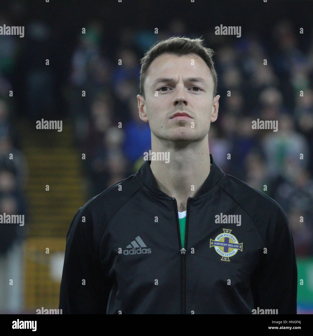 Belfast, Irlanda del Nord. Il 15 novembre 2016. International Football Friendly - Irlanda del Nord 0 Croazia 3. In Irlanda del Nord la Jonny Evans (5). Foto Stock