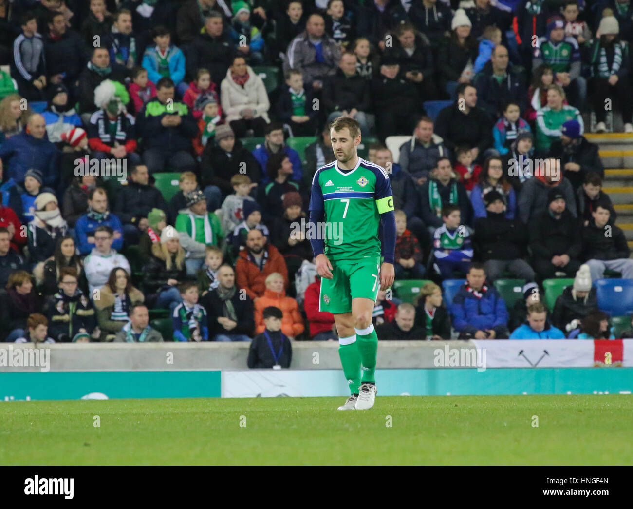 Belfast, Irlanda del Nord. Il 15 novembre 2016. International Football Friendly - Irlanda del Nord 0 Croazia 3. In Irlanda del Nord la Niall McGinn (7). Foto Stock