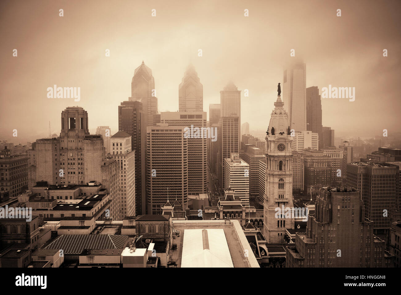 Philadelphia city vista sul tetto con urban grattacieli. Foto Stock