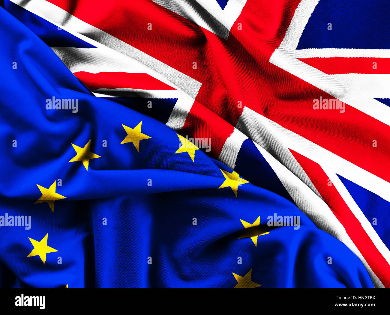Bandiere del Regno Unito e dell'Unione europea Foto Stock