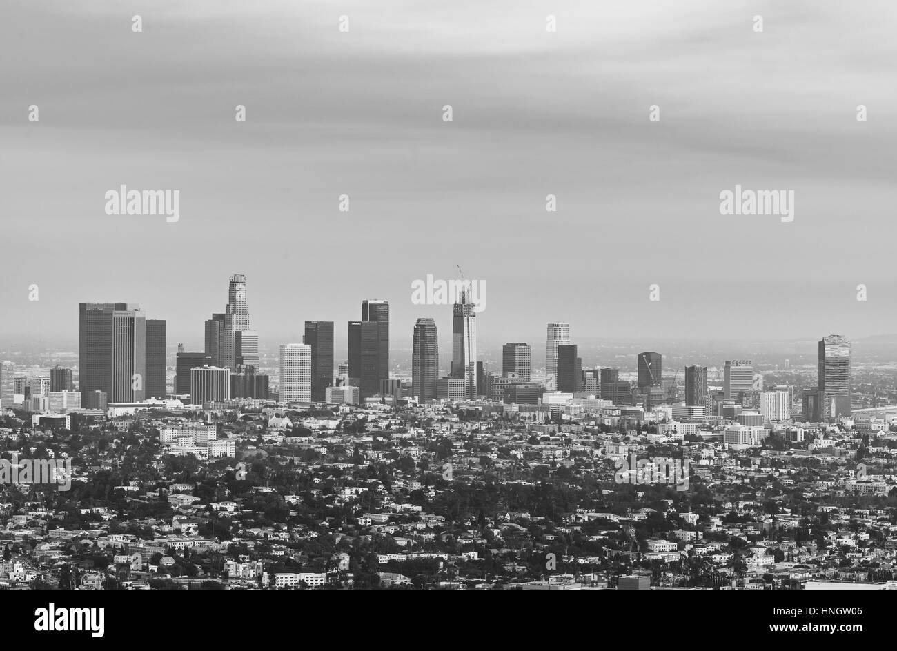 Vista panoramica di Los Angeles grattacieli al tramonto,California , Stati Uniti d'America. Foto Stock
