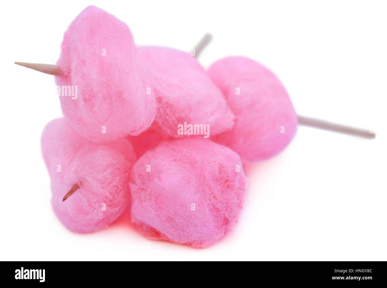 Caramella di cotone su sfondo bianco Foto Stock