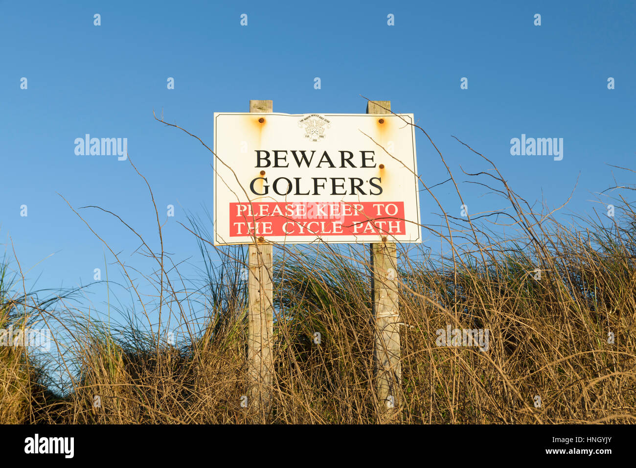 Golf segno di avvertimento Foto Stock