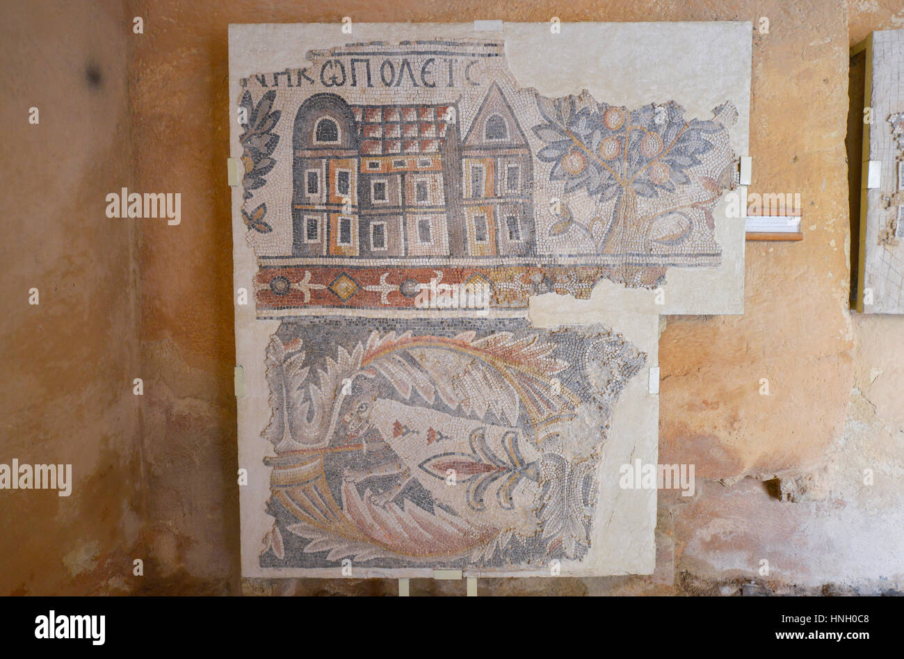 Ancien mosaico in Madaba, Giordania Foto Stock