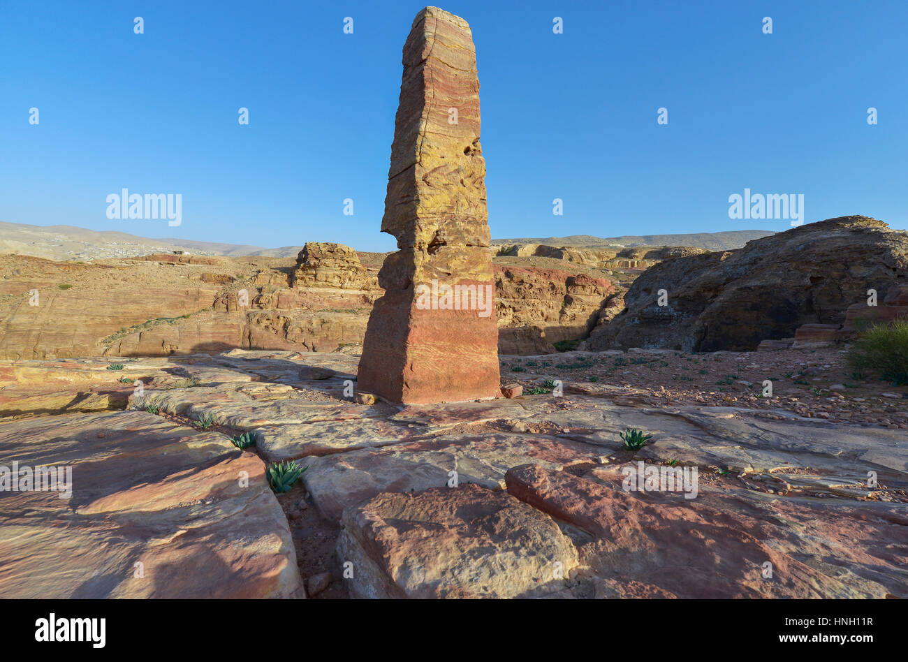 Antica città di Petra, Giordania. Petra ha portato alla sua designazione come Sito del Patrimonio Mondiale dell'UNESCO. Foto Stock