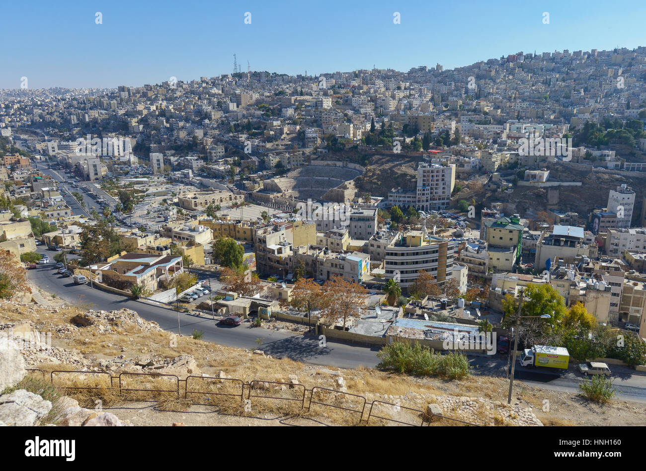 Amman, Giordania - 9 Dicembre 2016: viste del teatro romano della città di Amman in Giordania. Foto Stock