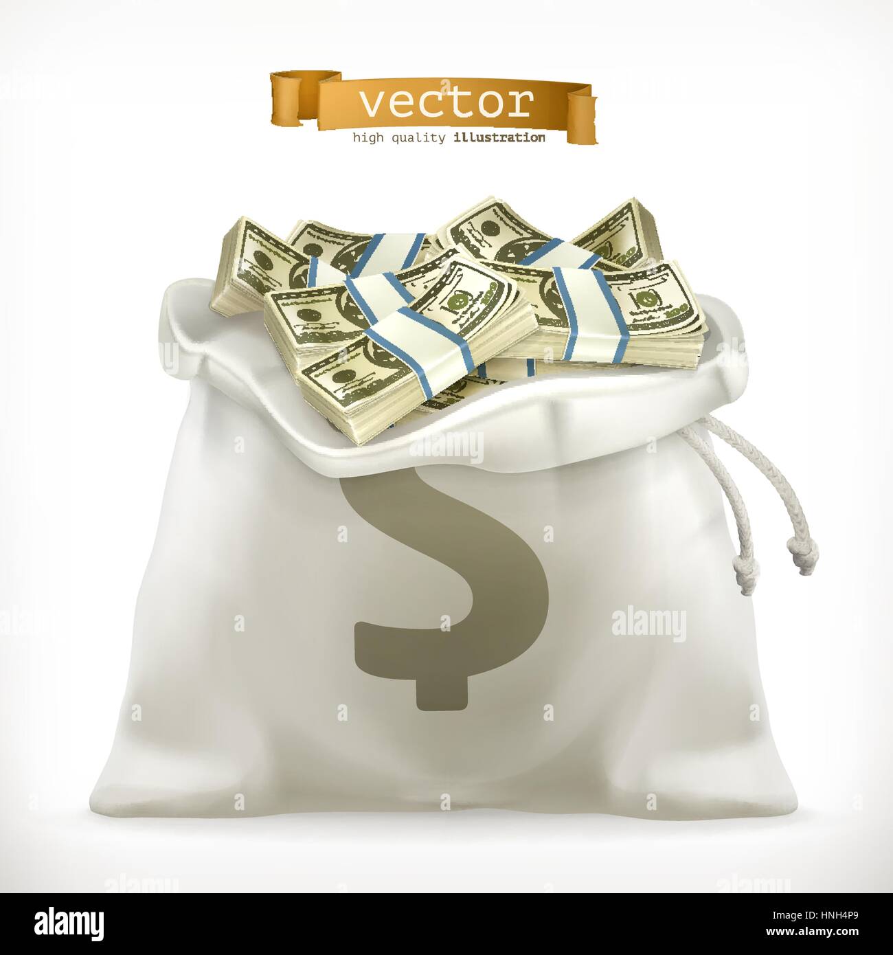Moneybag. Carta Moneta 3d'icona vettore Illustrazione Vettoriale