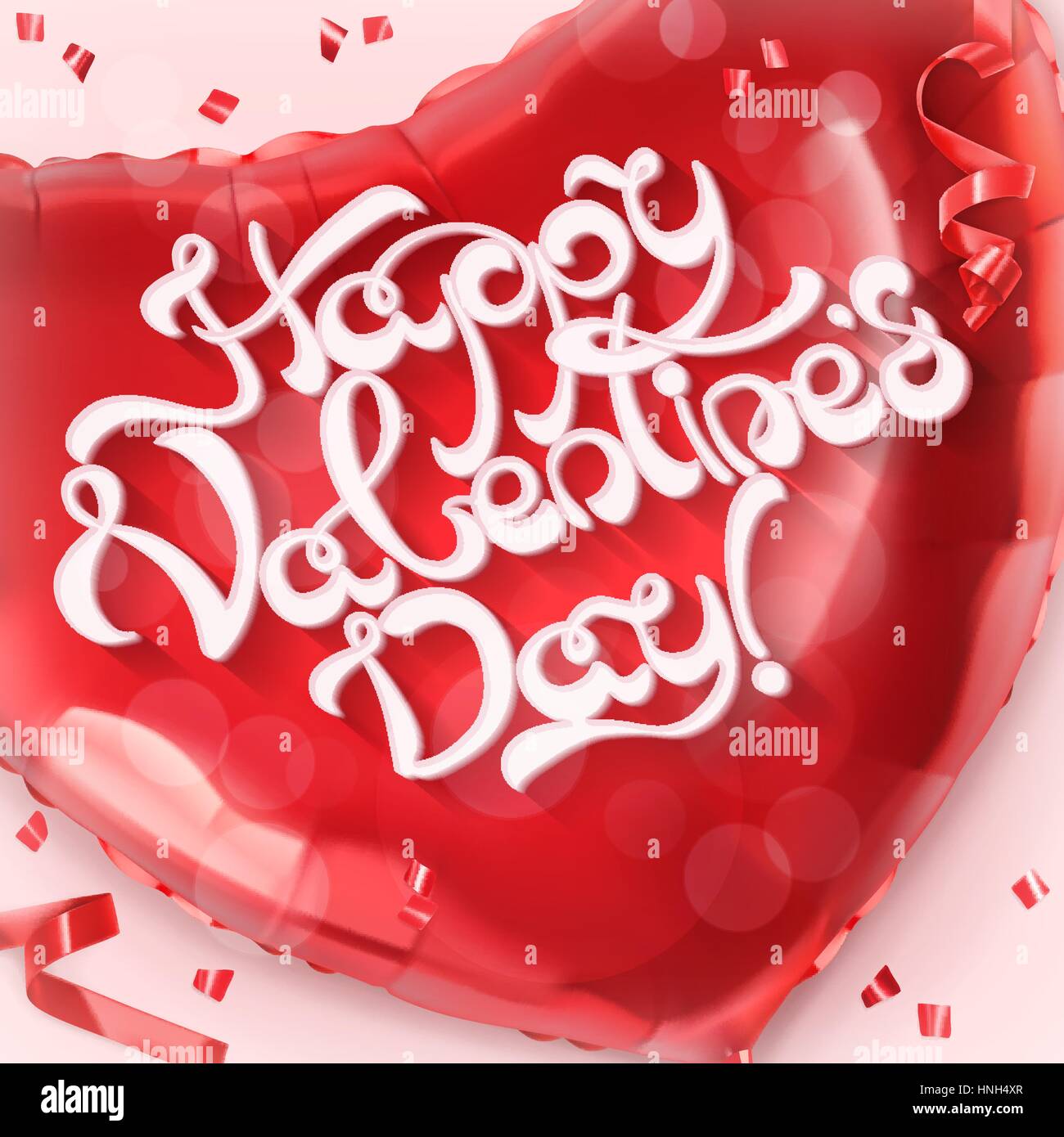 Felice giorno Valentin. Cuore rosso palloncino giocattolo vettore 3d Illustrazione Vettoriale