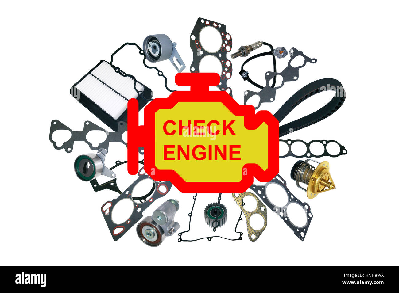 Controllare la spia del motore simbolo Foto Stock