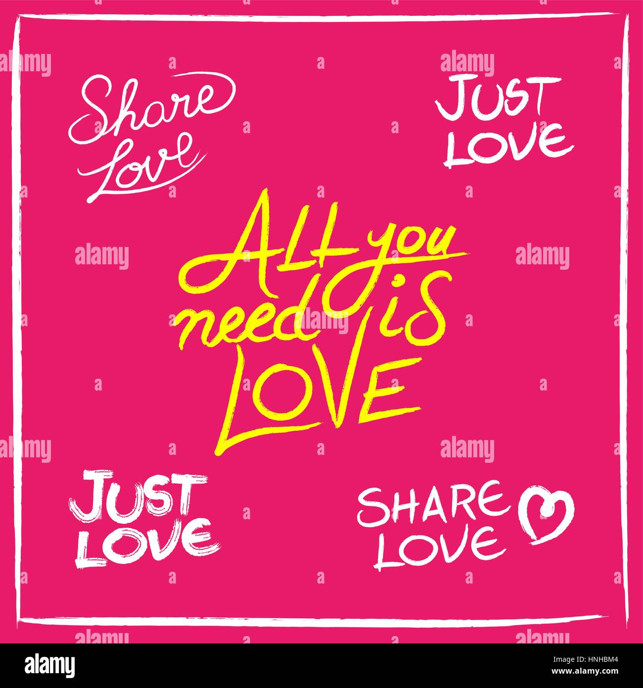 Il concetto di amore insieme di disegnati a mano scritte tra virgolette in fatto a mano autentico sketch tipografia per design romantico. EPS10 vettore. Illustrazione Vettoriale