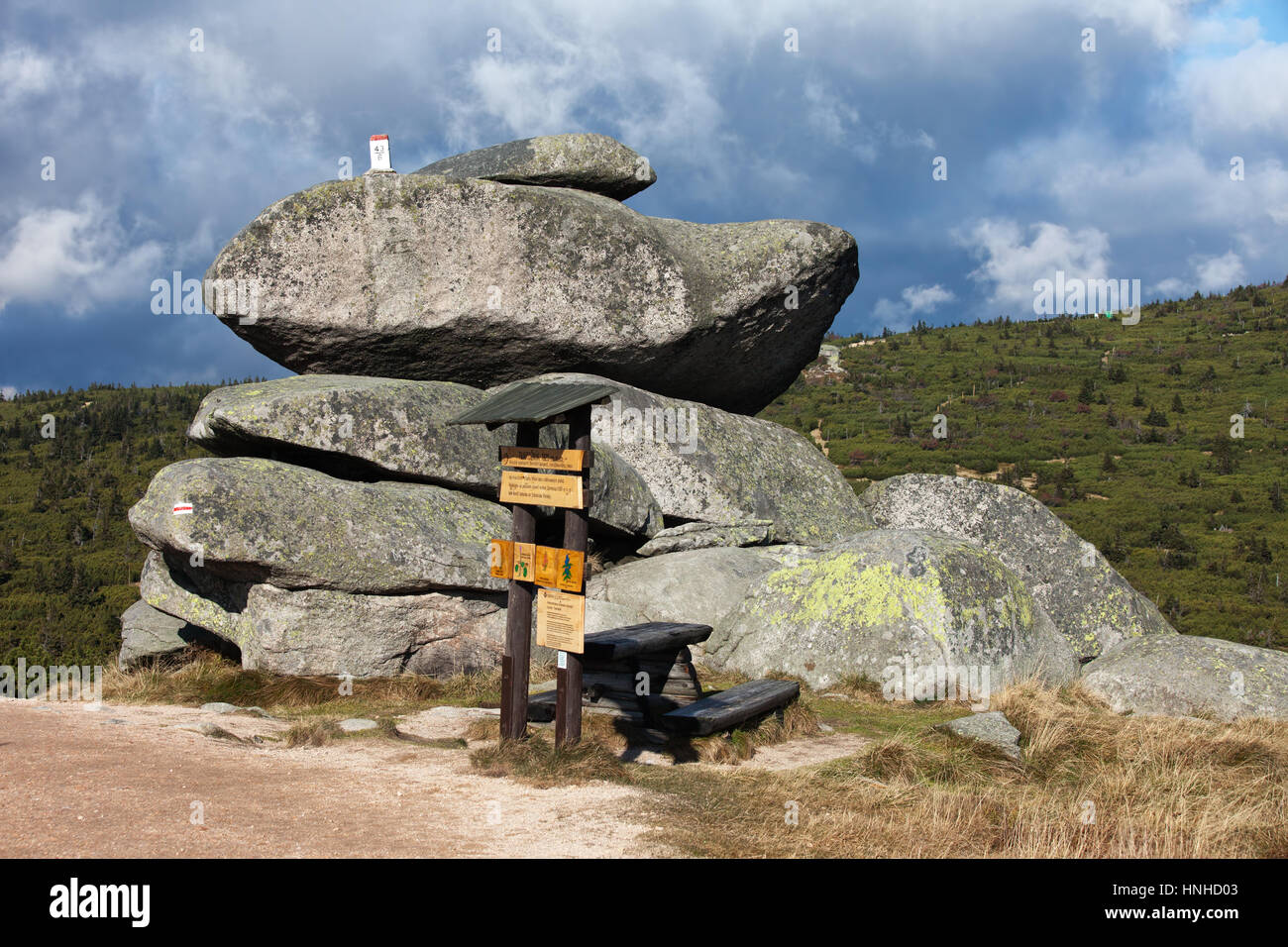 Tvaroznik rocce di granito in Krkonose - Monti Karkonosze sulla Repubblica Ceca e Polonia confine. Foto Stock