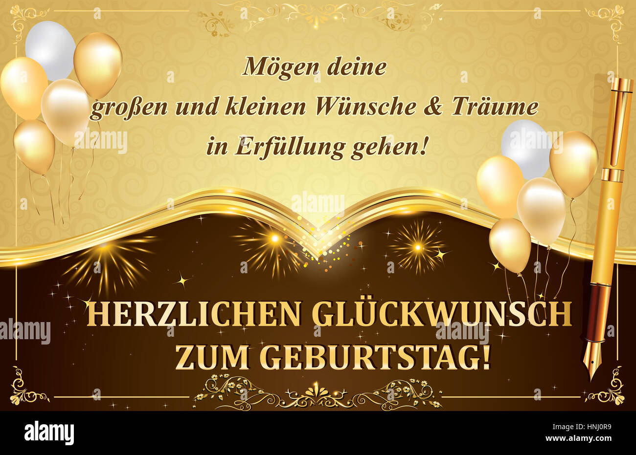 Mögen deine WUENSCHE UND Träume in Erfüllung GeburtstagGrußkarte Foto stock Alamy