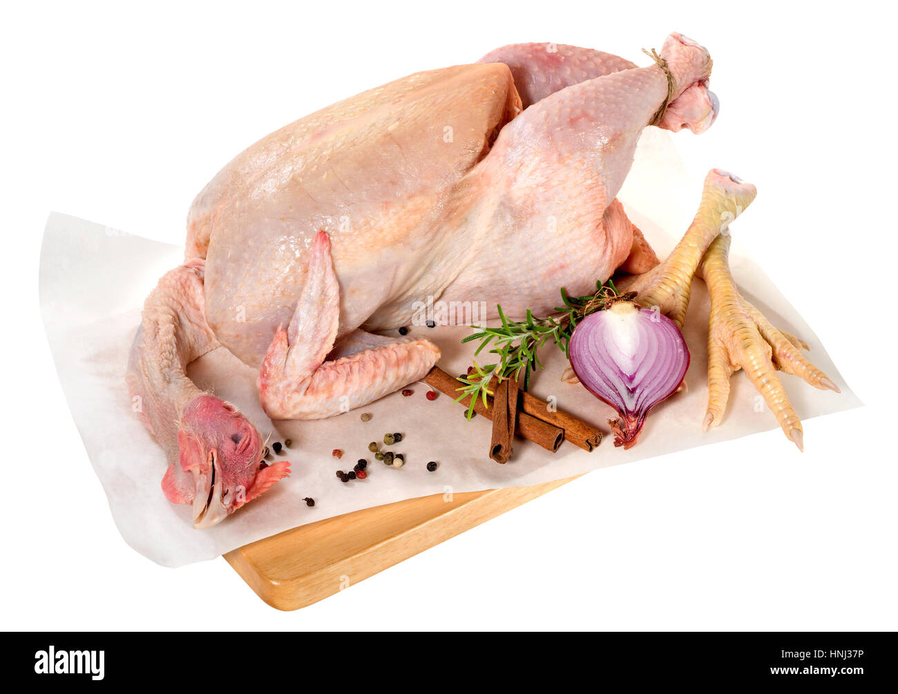 Tutto il pollo crudo(+percorso di clipping) Foto Stock