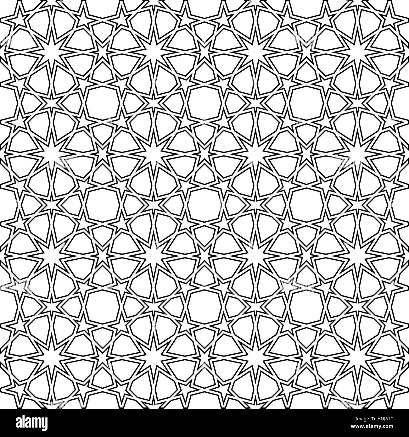Bella black girih islamica pattern isolati su sfondo bianco Illustrazione Vettoriale