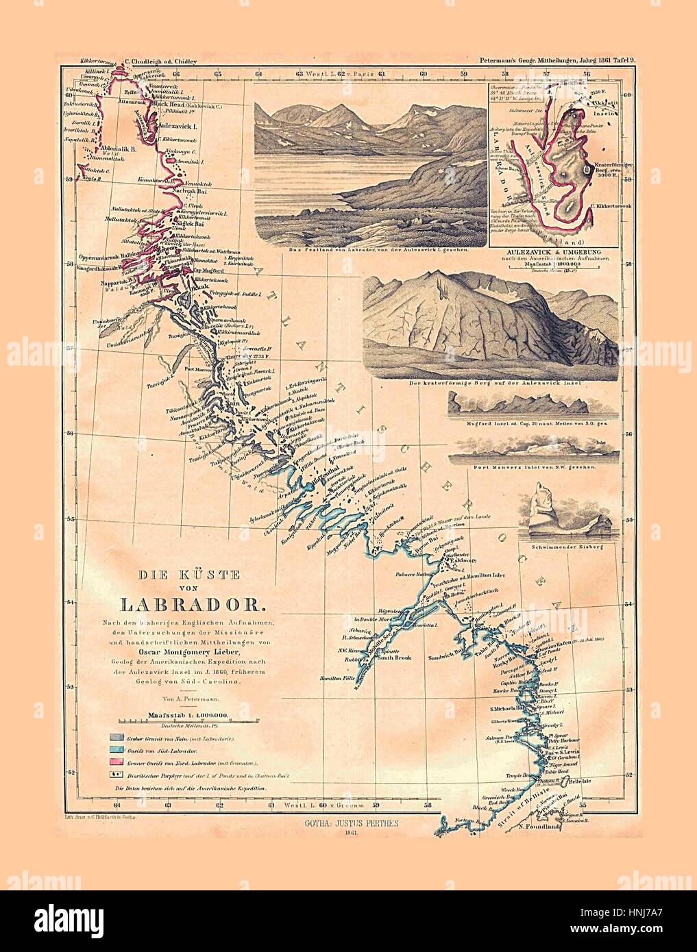 Mappa di Labrador 1861 Foto Stock