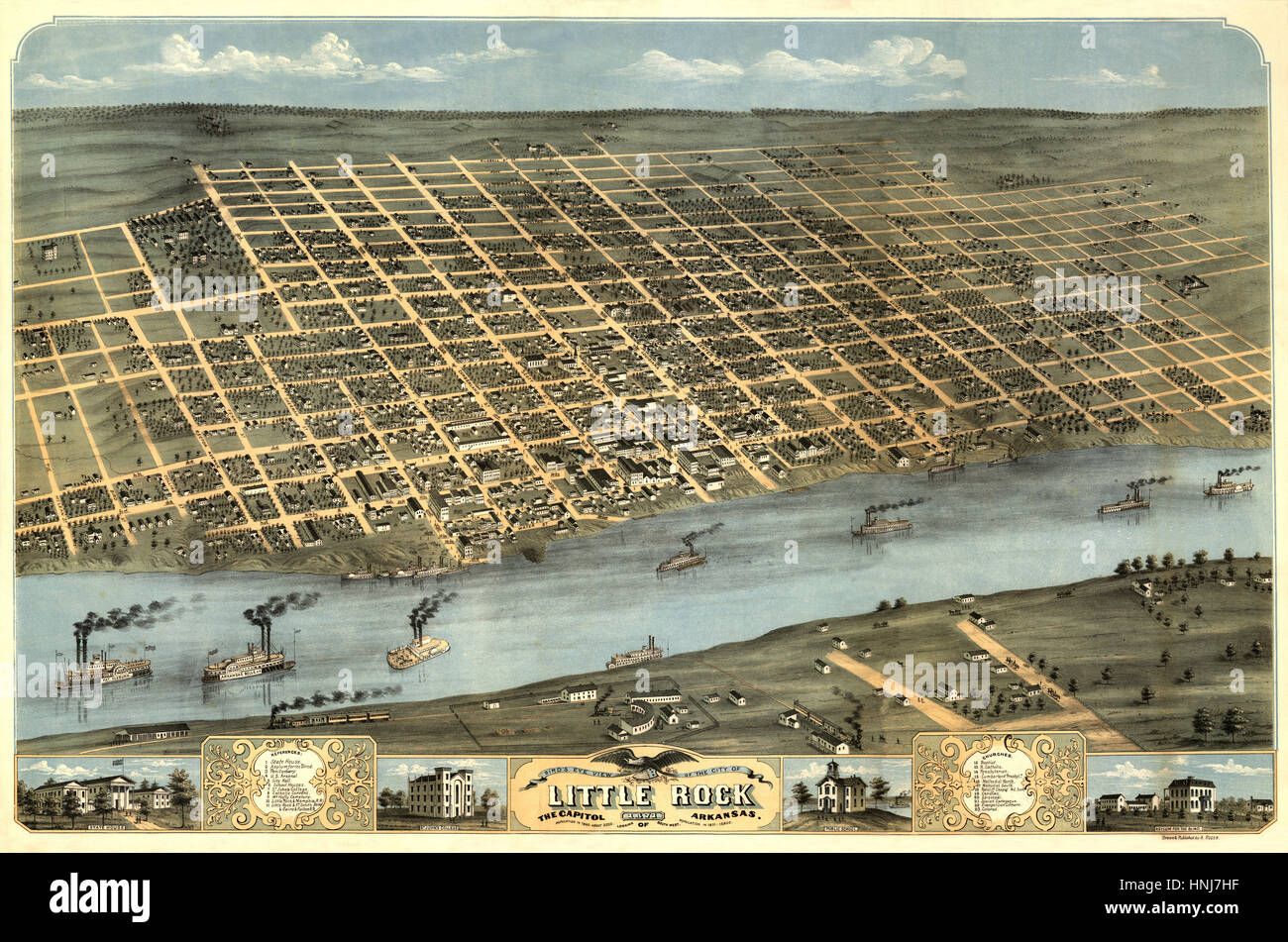 Mappa di Little Rock 1871 Foto Stock