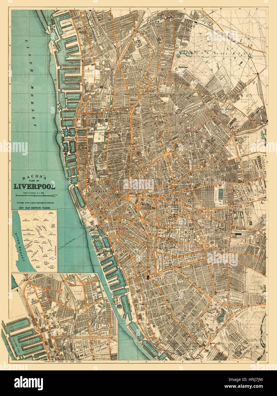 Mappa di Liverpool 1900 Foto Stock