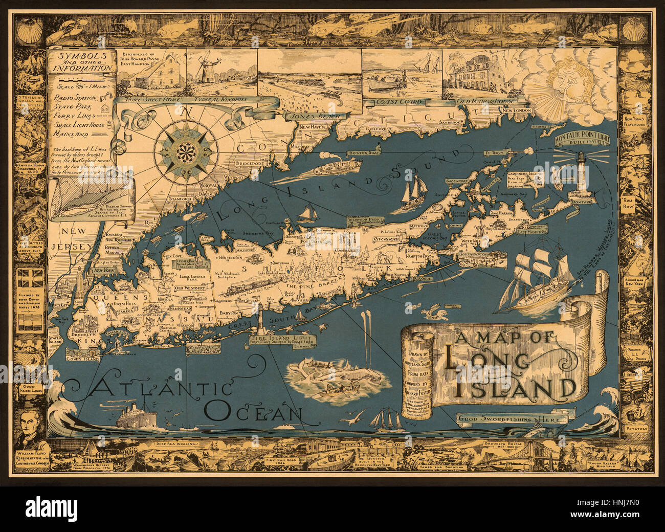 Mappa di Long Island Foto Stock
