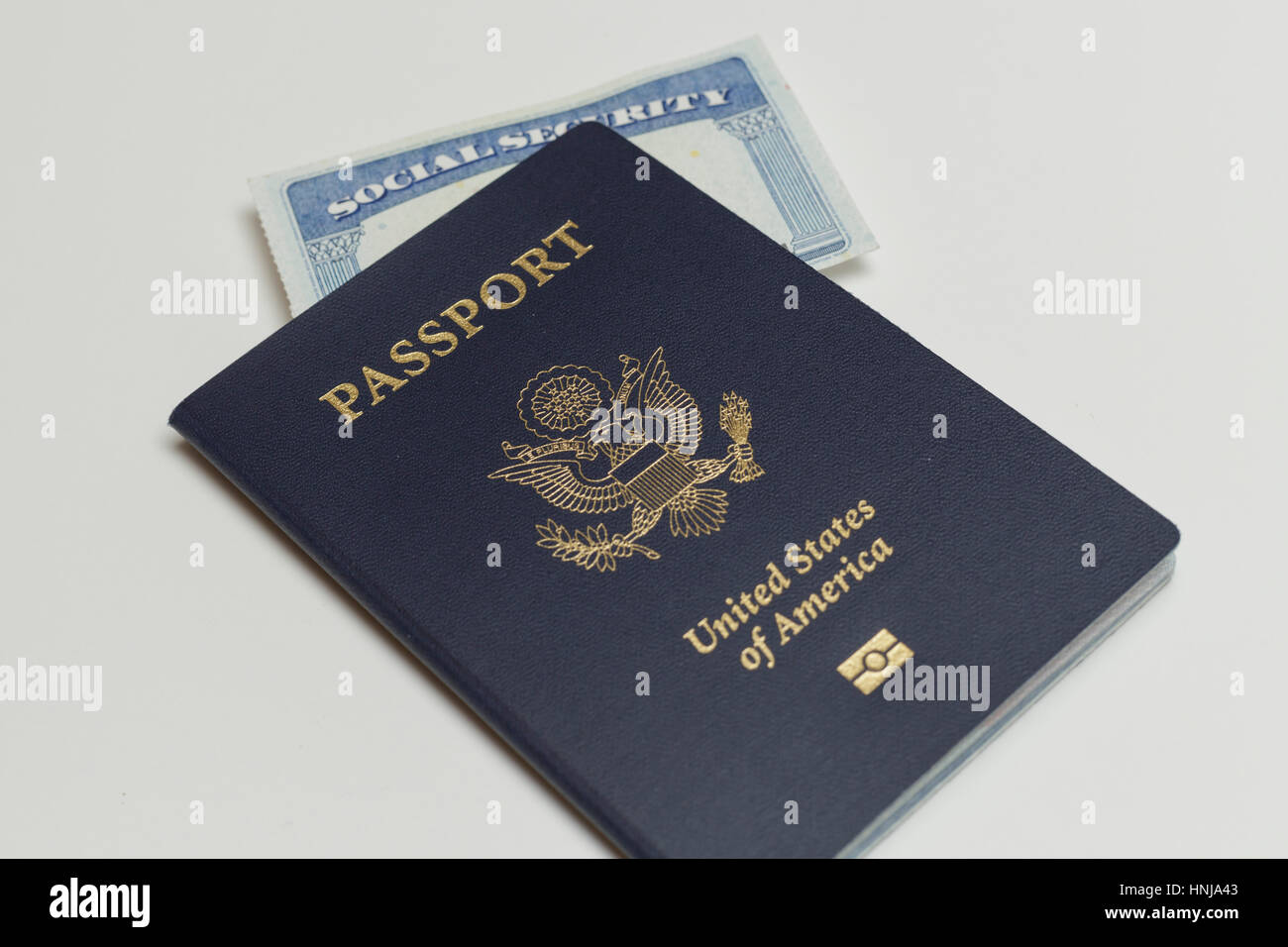 Passaporto e tessera di previdenza sociale Foto Stock