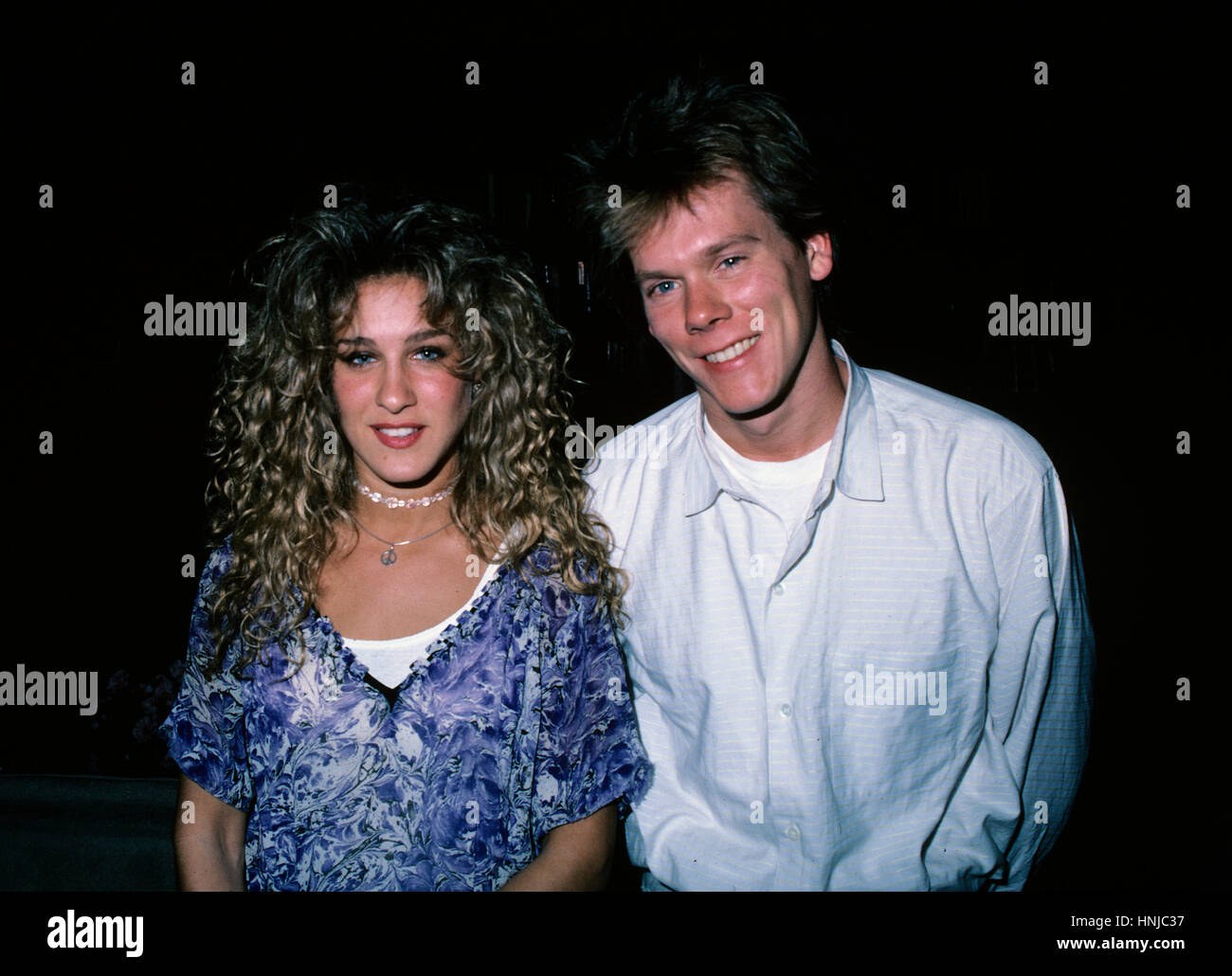 Sarah Jessica Parker e Kevin Bacon nella città di New York nel 1985. Foto Stock