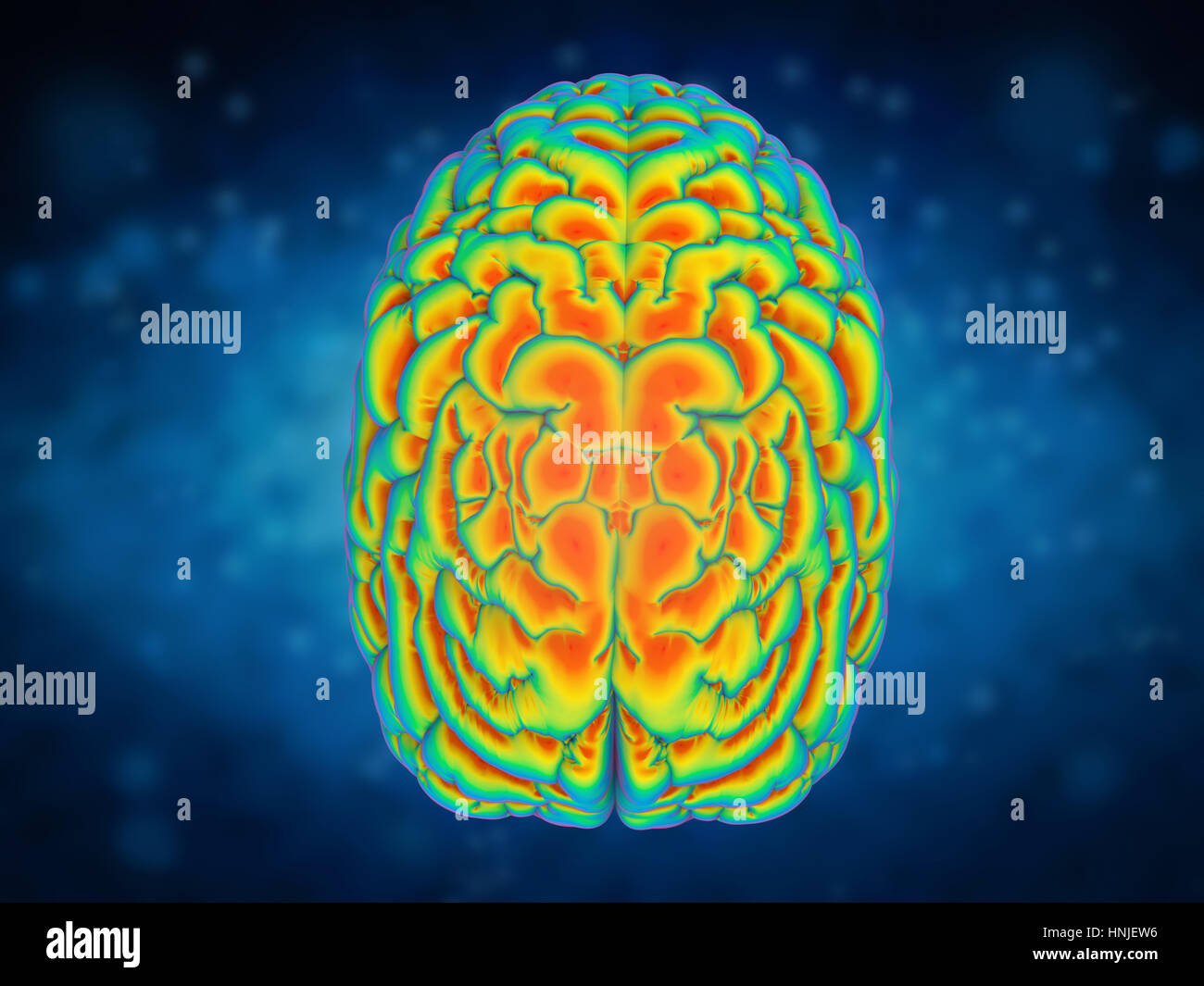 Brain power concetto con 3D rendering shiny cervello umano Foto Stock