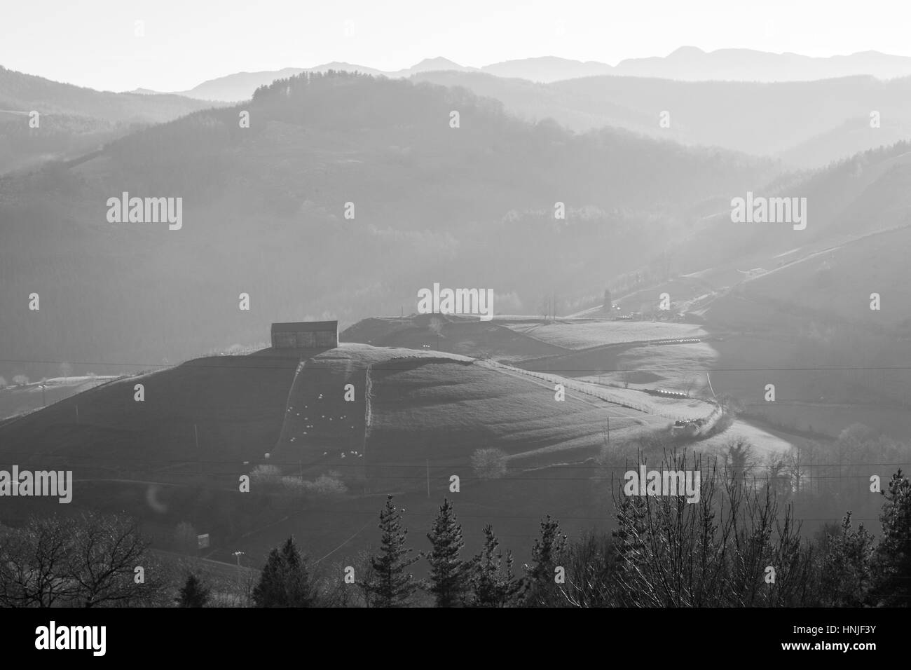 Il punto di vista del Berastegui da un punto di vista in autostrada Leitzaran tra San Sebastian e Pamplona Foto Stock