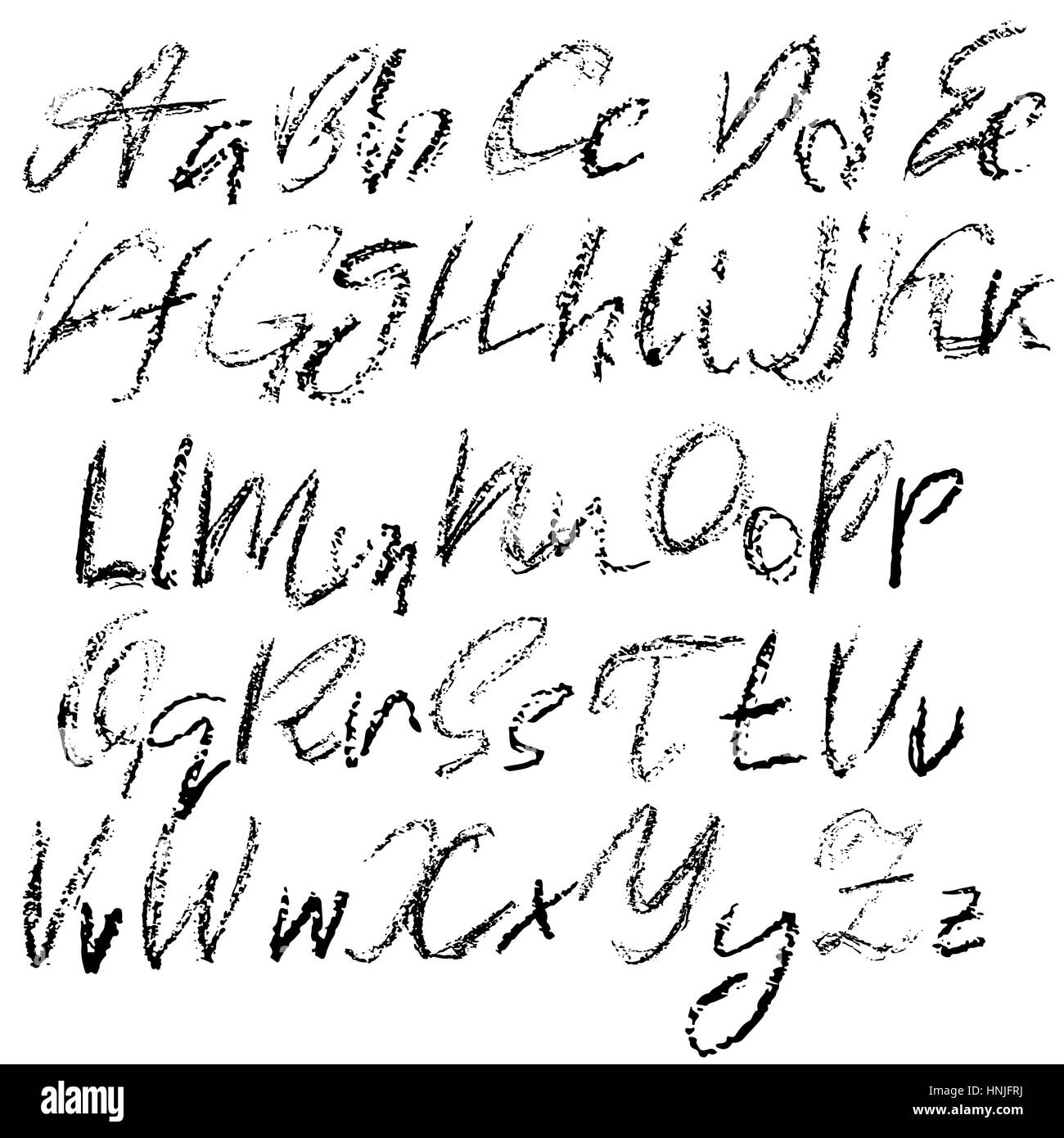 Vettore manoscritta conta alfabeto. Imitazione texture di Chalk. Moderno disegnato a mano alfabeto. Isolate le lettere. Illustrazione Vettoriale