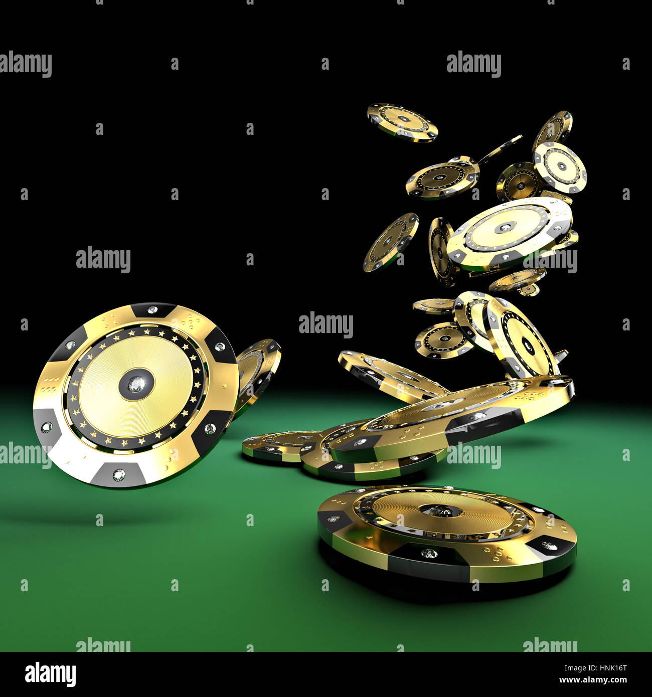 Casino Di lusso chip oro e diamante 3d rendering immagine Foto Stock