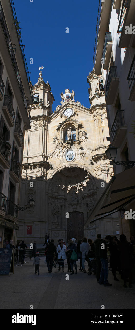 Donostia-San Sebastian: Basilica de Nuestra Senora del Coro, Basilica di Santa Maria di Coro, barocchi di parrocchia romano cattolica chiesa nella città vecchia Foto Stock