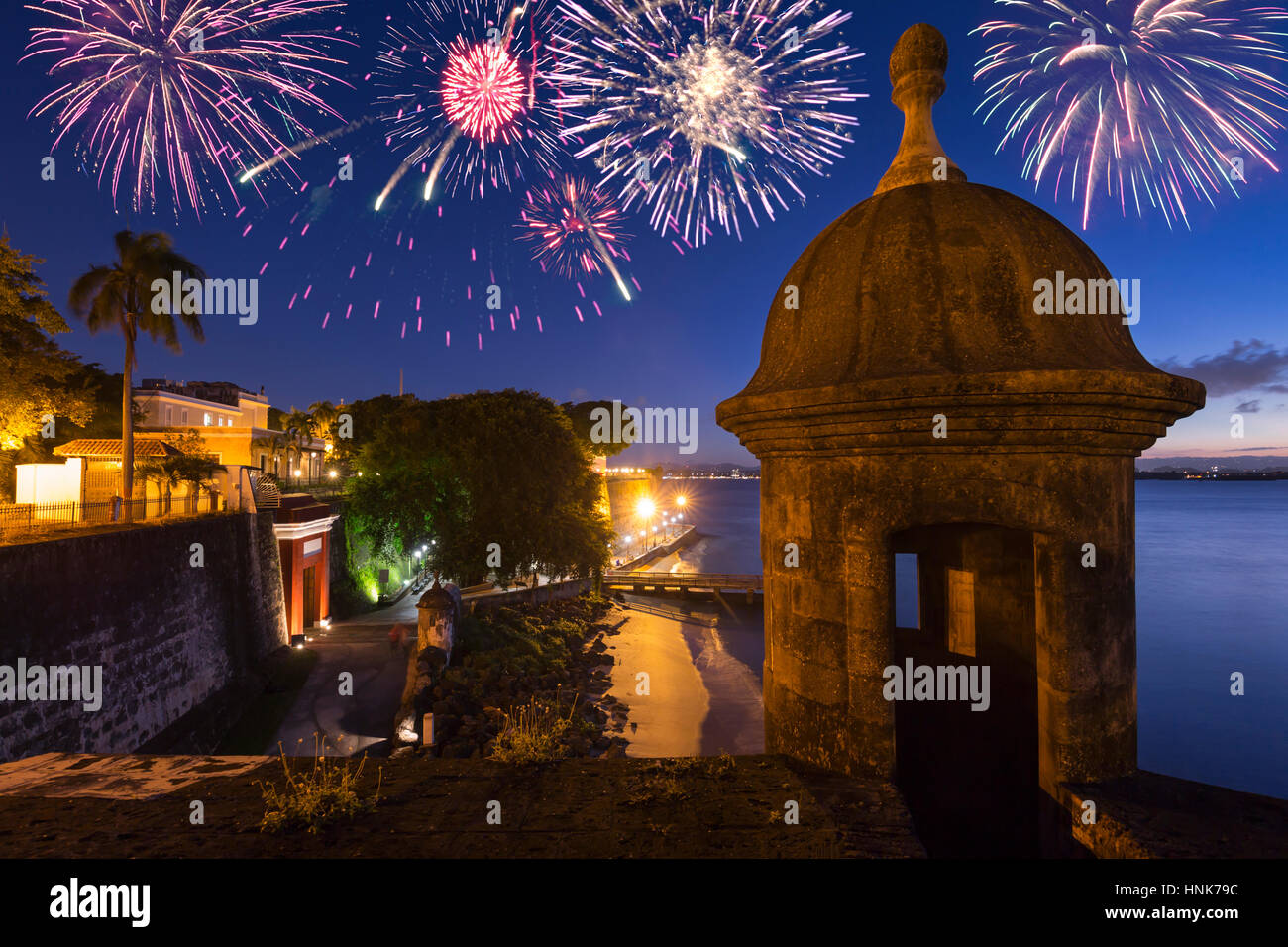 Garitta CITY GATE PASEO LA PRINCESA PROMENADE Città Vecchia di San Juan di Porto Rico Foto Stock