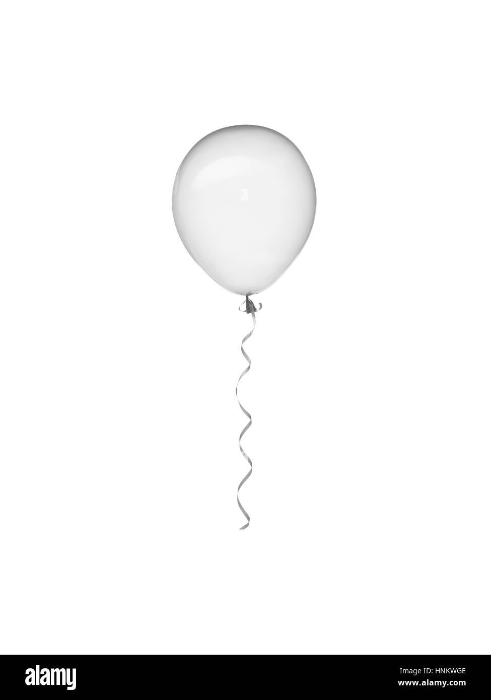 Grigio chiaro palloncino trasparente con nastro a volare su isolati su sfondo bianco Foto Stock