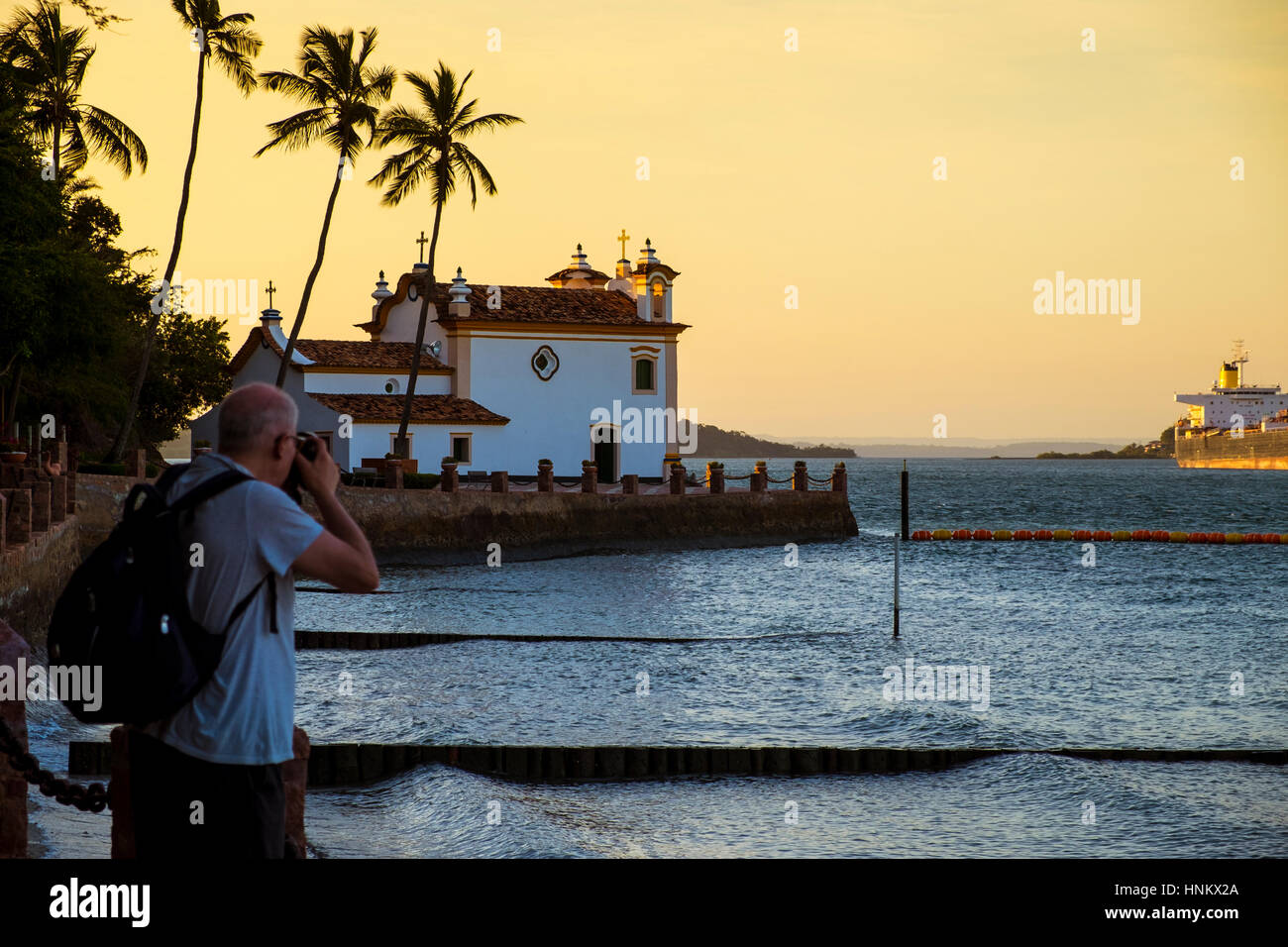 La chiesa di Nostra Signora di Loreto si trova sull'isola di Frades nella baia di tutti i santi a Salvador Bahia Brasile Foto Stock