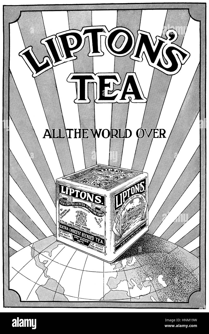 1922 British pubblicità per Lipton's Tea Foto Stock