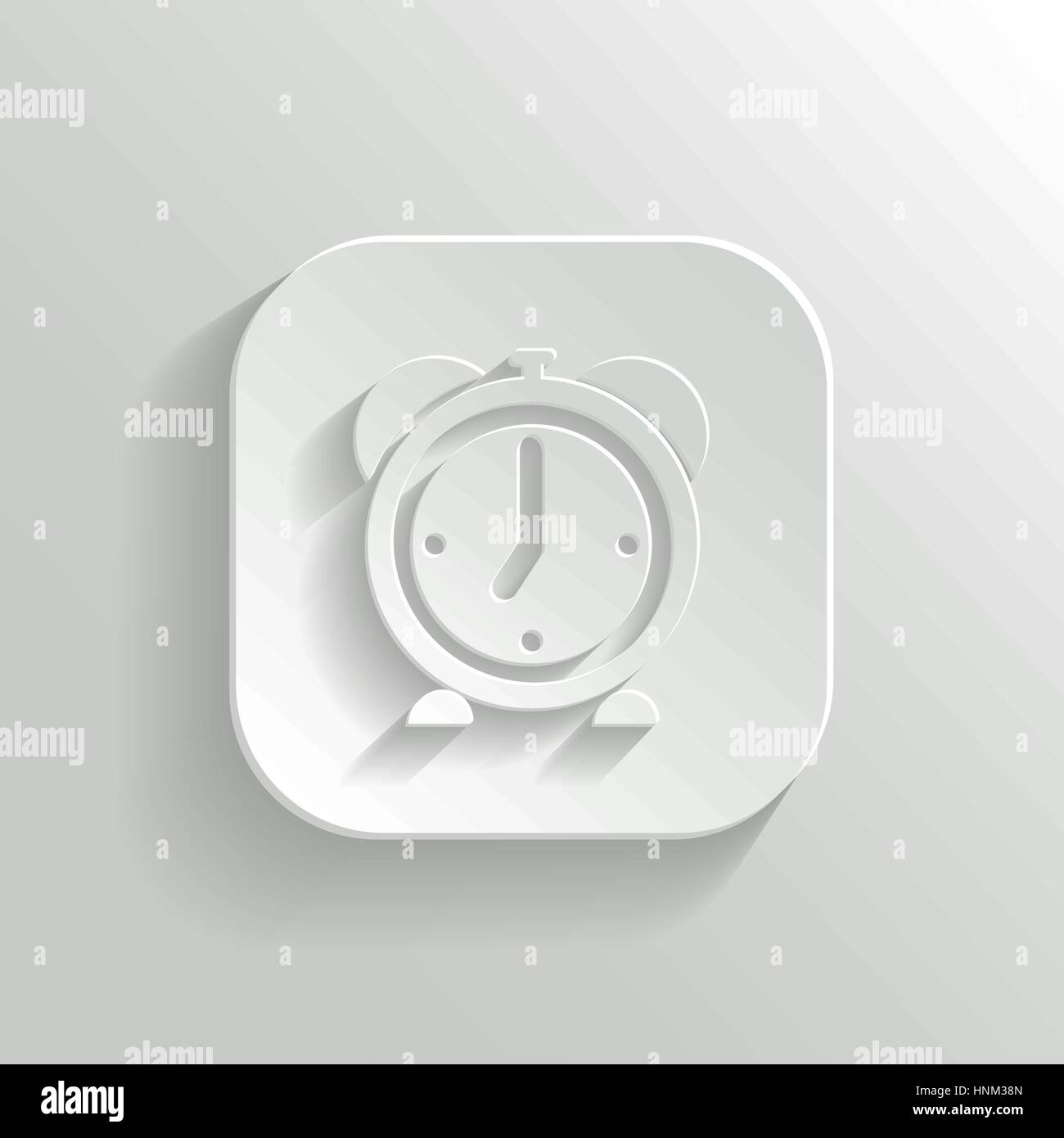 Sveglia - icona vettore app bianco pulsante con ombra Illustrazione Vettoriale