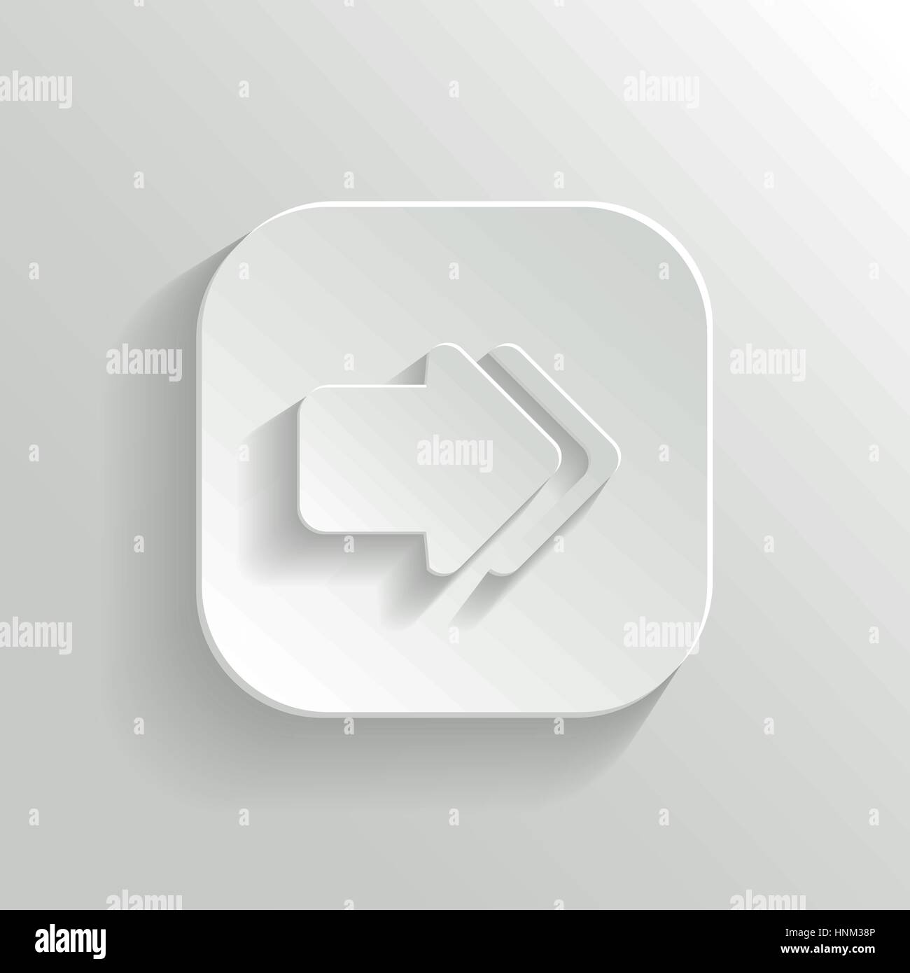 Icona a forma di freccia - vettore app bianco pulsante con ombra Illustrazione Vettoriale